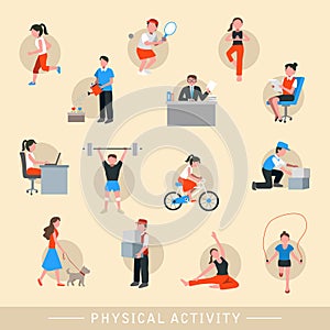 Physical activity icons set