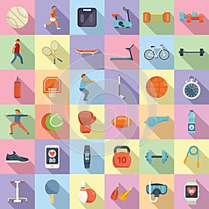 Physical activity icons set flat vector. Yoga person