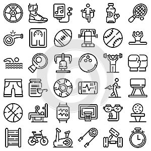 Physical activity icons set, outline style