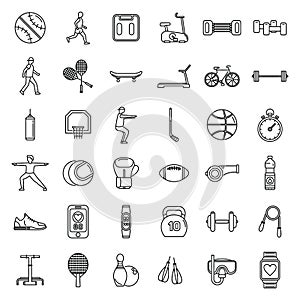Physical activity icons set outline vector. Yoga person