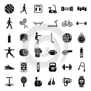 Physical activity icons set simple vector. Yoga person