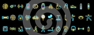 Physical activity icons set vector neon
