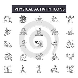 Physical activity line icons, signs, vector set, outline illustration concept