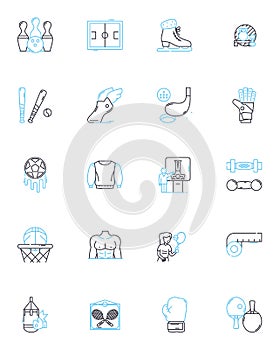 Physical activity linear icons set. Exercise, Fitness, Movement, Cardio, Strength, Agility, Stamina line vector and