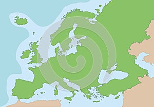 Physical blank map of Europe Vector Illustration