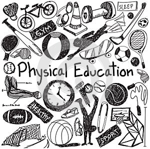 Physical education exercise and gym education chalk handwriting photo