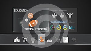 Physical education icon for Education contents.Digital display application. Education icon set animation