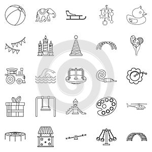 Physical education icons set, outline style