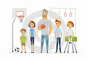 Physical education lesson at school - modern cartoon people characters illustration