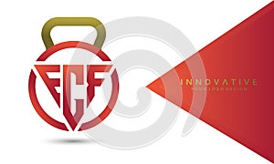 Physical fitness FCF logo, letter FCF vector icon, symbol vector illustration design template