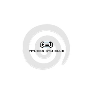 physical fitness gym logo design built from abstract letters C, F, and U isolated with abstract burble shap