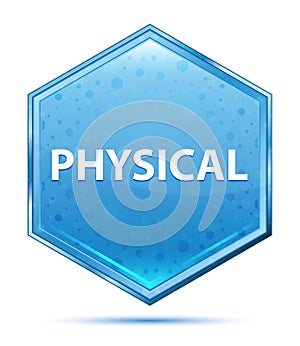 Physical crystal blue hexagon button