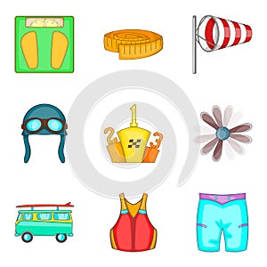 Physical lifestyle icons set, cartoon style