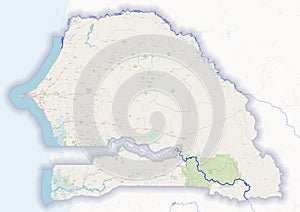 Physical map of the country of Senegal colored