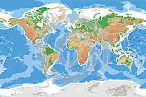 Physical map of Earth detailed topographic world