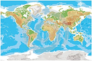 Physical map of Earth detailed topographic world photo