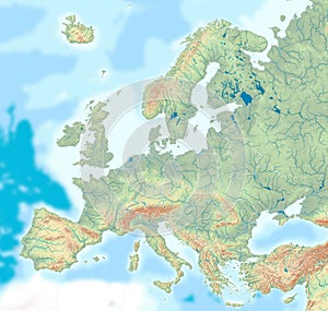 Physical map of Europe photo