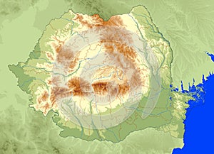 Physical map of Romania photo