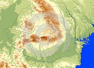 Physical map of Romania photo