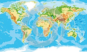 Physical map of the world