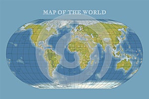 Physical map of the World with outlines and relif