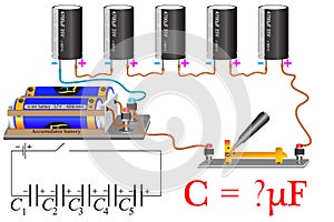 The physical problem, the electrical circuit of the series connection of capacitors