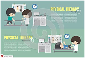 Physical Therapy Center . Physiotherapist rehabilitate disabled patient in hospital . Vector