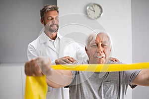 Physical Therapy Patient Using Physiotherapy Bands