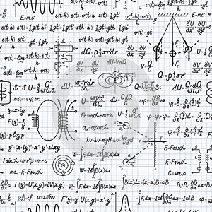 Physical vector seamless pattern on squared sheet