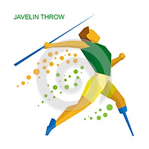 Physically disabled sportsman throwing javelin. Flat sport icon