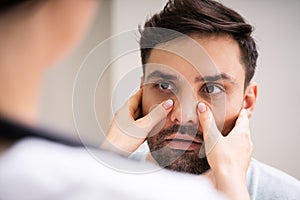 Physician Doctor Doing Sinusitis Examination