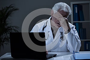 Physician with headache