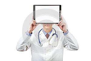 Physician holding clipboard with paper