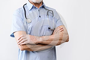physician male with folded arms and stethoscope