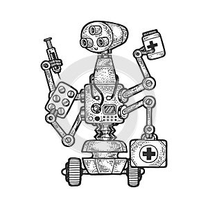 Physician medical doctor robot sketch vector