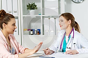 Physician ready to examine patient and help