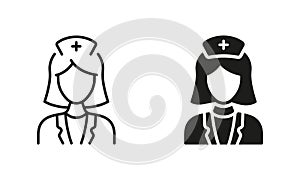 Physician Specialist, Orthodontist, Endodontist Black Pictogram Collection. Dental Doctor Woman Silhouette and Line Icon