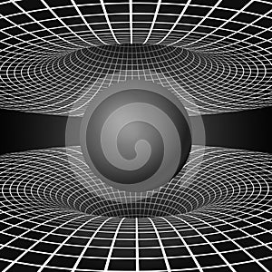 Physics - anomalous black hole phenomenon. Warp time and space. Sci-fi background. Vector illustration