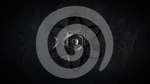 The physics of the atom. Sign of the atom. The sign of the atom is glowing. 19