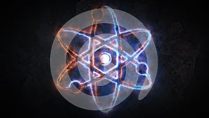 The physics of the atom. Sign of the atom. The sign of the atom is glowing. 20