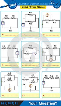 Physics, basic electric circuits, next generation question template