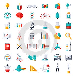 Physics, Chemistry, Biology Icons Set