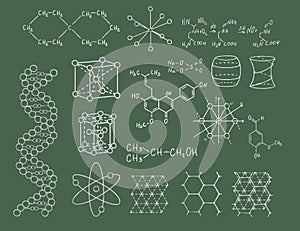 Physics and chemistry vector on green