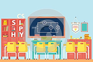 Physics classroom with electrical circuit