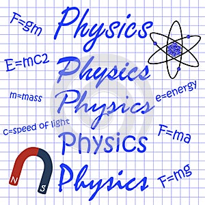 Physics in different handwritings, the formula on notebook sheet