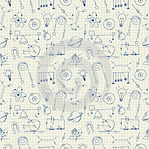 Physics doodles seamless pattern