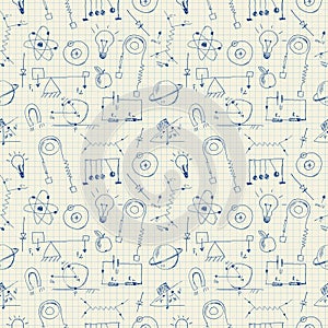 Physics doodles seamless pattern photo