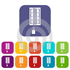 Physics dynamometer for laboratory work icons set