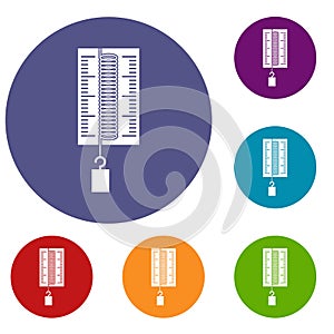 Physics dynamometer for laboratory work icons set