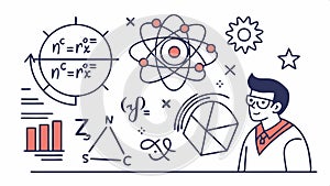 Physics equations and graph, science education and study icon vector design Generative AI